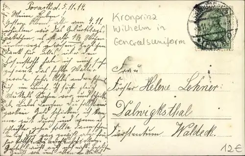 Ak Kronprinz Wilhelm von Preußen in Generalsuniform, Pour le Mérite Orden