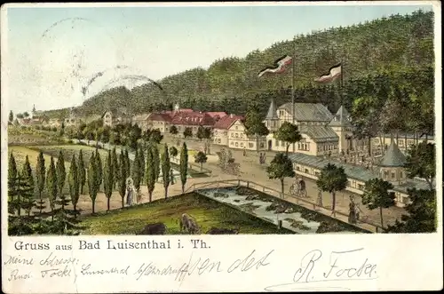 Litho Luisenthal im Thüringer Wald, Teilansicht Stadt