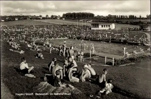 Ak Hagen in Westfalen, Ischelandbad, Freibad