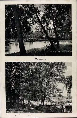 Ak Pinneberg in Schleswig Holstein, Eisenbahnbrücke, Ruderboote, Rellau