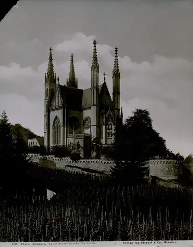 Foto 1897, Remagen, St. Apollinaris-Kirche von Osten, Weinberge