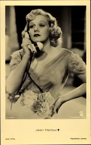 Ak Schauspielerin Jean Harlow, Portrait, Telefon