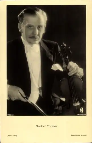 Ak Schauspieler Rudolf Forster, Portrait mit Geige, Ross