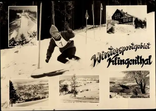 Ak Klingenthal im Vogtland Sachsen, Wintersportgebiet, Ski Slalom, Sporthotel, Ort