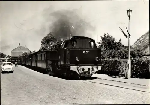 Ak Ostseebad Kühlungsborn, Molli, Lokomotive 99 321, Auto