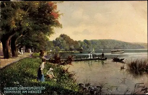 Künstler Ak Beraud, Malente Gremsmühlen in Ostholstein, Promenade am Dieksee, Tuck 758