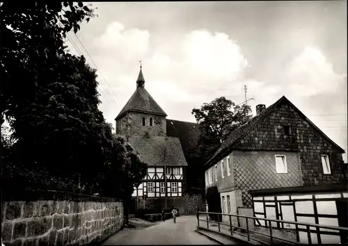 Ak Salzhemmendorf Niedersachsen, Straßenpartie, Fachwerkhaus, Kirche