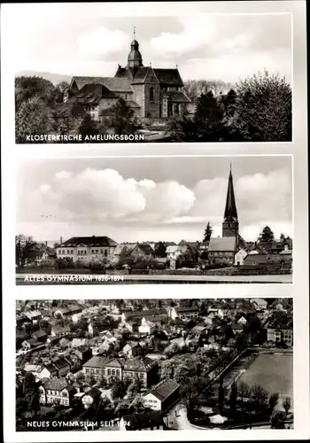 Ak Stadtoldendorf in Niedersachsen, Kloster Amelungsborn, altes und neues Gymnasium