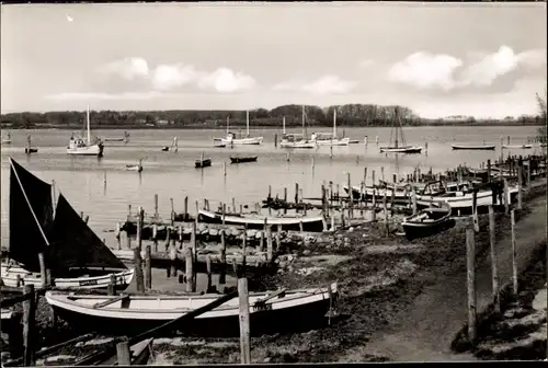 Ak Maasholm an der Schlei, Boote an der Schleimündung