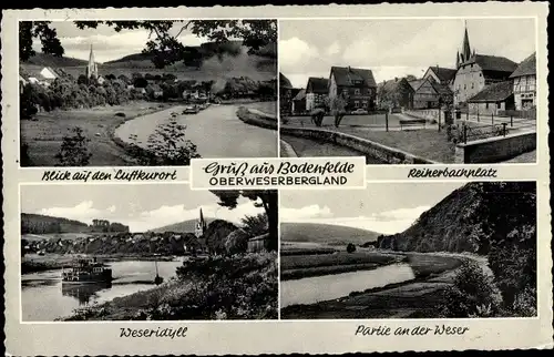 Ak Bodenfelde an der Weser, Reiherbachplatz, Weserpartie