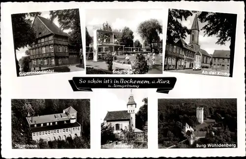 Ak Bockenem am Harz, Stadtbad, Superintendantur, Dillsburg, Kirche, Jägerhaus, Burg Wohldenberg