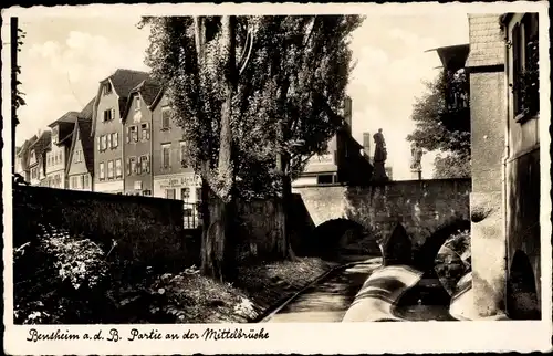 Ak Bensheim an der Bergstraße Hessen, Partie an Mittelbrücke