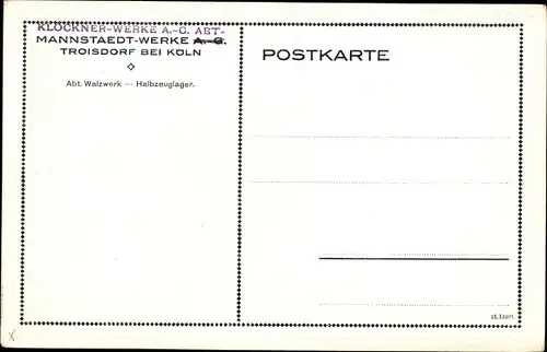 Künstler Ak Troisdorf Sieg, Mannstaedt Werke AG, Abt. Walzwerk, Halbzeuglager