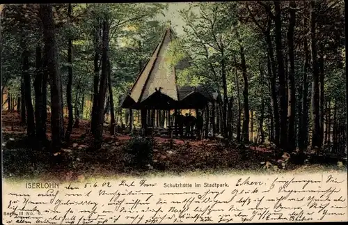 Litho Iserlohn im Märkischen Kreis, Schutzhütte Stadtpark