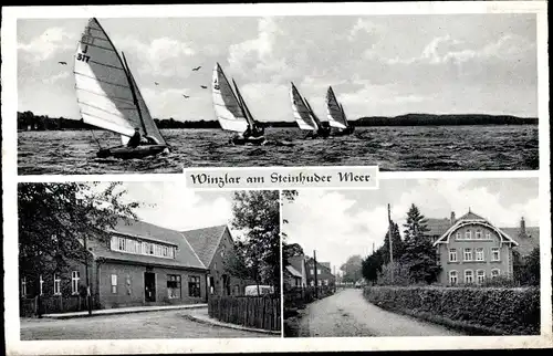 Ak Winzlar Rehburg Loccum in Niedersachsen, Steinhuder Meer, Segelboote, Häuser