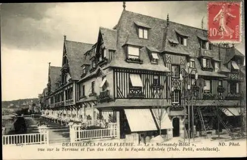 Ak Deauvillela Plage Fleurie Calvados, Hotel Normandy, Fachwerk, Terrasse