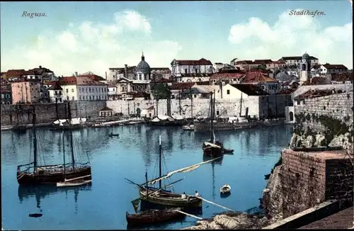 Ak Dubrovnik Ragusa Kroatien, Stadthafen