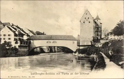 Ak Baden Kanton Aargau, Landvogtei-Schloss, Limmat