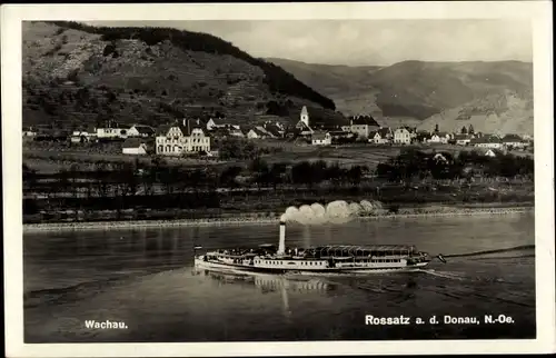 Ak Rossatz Arnsdorf in Niederösterreich, Salondampfer, Blick auf den Ort
