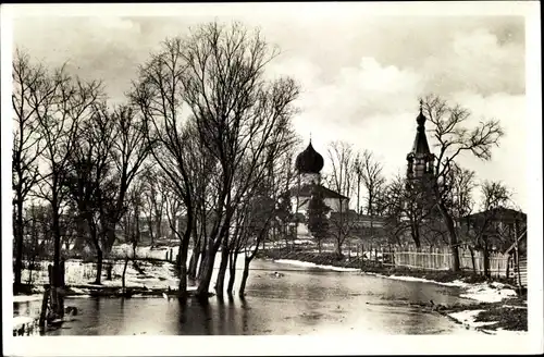 Ak Staraja Russa Russland, Vorfrühling, Kirche