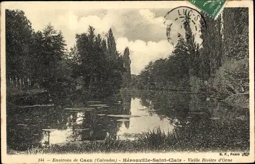 Ak Hérouville Saint Clair Calvados, Vieille Riviere d'Orne