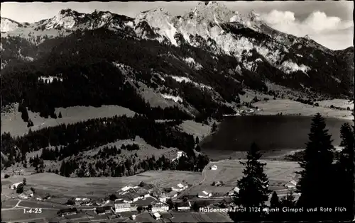Ak Haldensee Grän in Tirol, Haldensee mit Gimpel und Roter Flüh