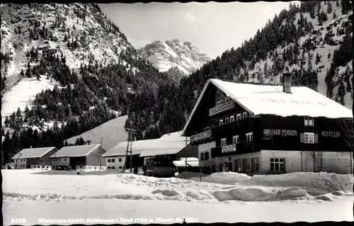 Ak Haldensee Grän in Tirol, Gasthof Pension Rote Flüh, Wintersportplatz