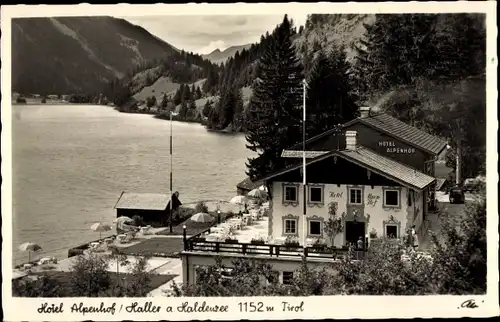 Ak Haller am Haldensee in Tirol, Hotel Alpenhof, Blick auf den Haldensee