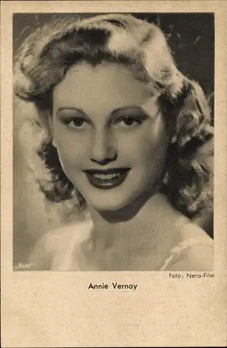 Ak Schauspielerin Annie Vernay, Portrait, Ross