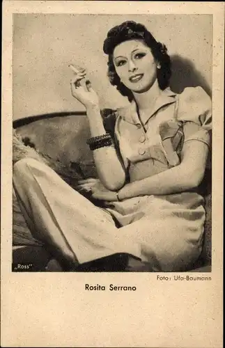 Ak Schauspielerin Rosita Serrano, Portrait, Zigarette, Ross