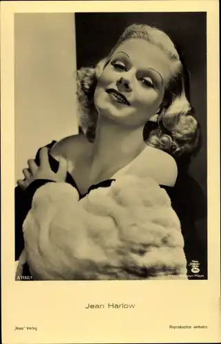 Ak Schauspielerin Jean Harlow, Portrait