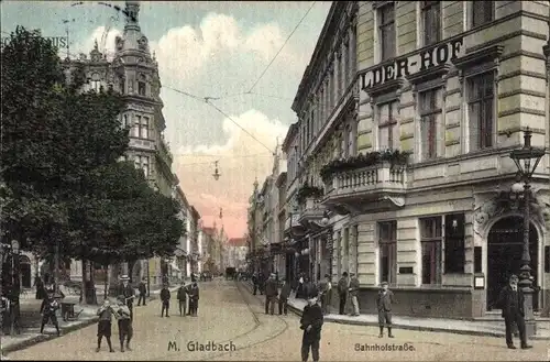 Ak Mönchengladbach am Niederrhein, Bahnhofstraße, Hotel ...lder Hof