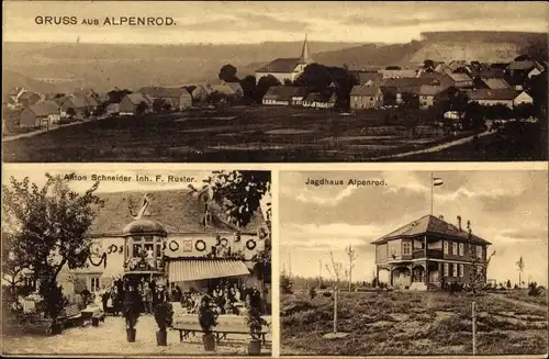 Ak Alpenrod im Westerwald, Panorama, Jagdhaus, Gastwirtschaft