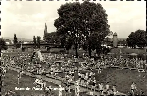 Ak Holzminden an der Weser, Schwimmbad