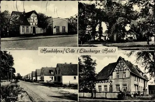 Ak Hambühren in Niedersachsen, Kaufhaus Tiemann, Dorfplatz, Siedlung, Schullandheim