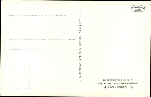 Ak Sankt Andreasberg Braunlage im Oberharz, Bergwerksmuseum Roter Bär, Modell Samsonschacht