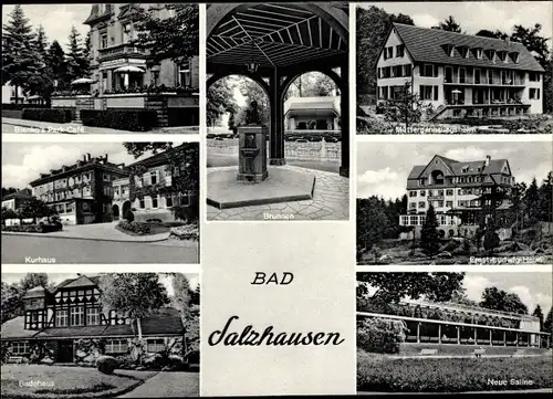 Ak Bad Salzhausen Nidda in Hessen, Ernst Ludwig Erholunbgsheim, Kurhaus, Brunnen