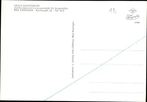 Ak Bad Kissingen Unterfranken Bayern, Saale Sanatorium, Kurhausstr. 20