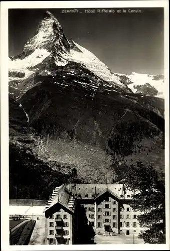 Ak Zermatt Kanton Wallis Schweiz, Hotel Riffelalp, Le Cervin