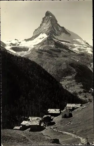 Ak Findelen Zermatt Kanton Wallis Schweiz, Gesamtansicht, Matterhorn