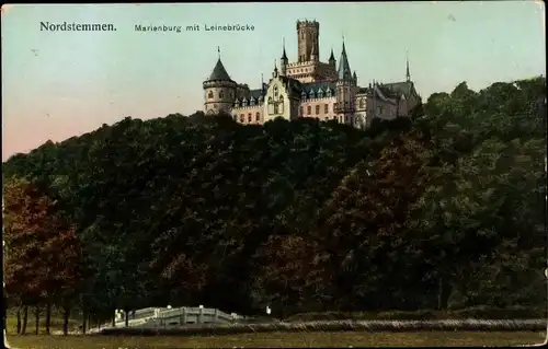 Ak Nordstemmen in Niedersachsen, Marienburg, Leinebrücke