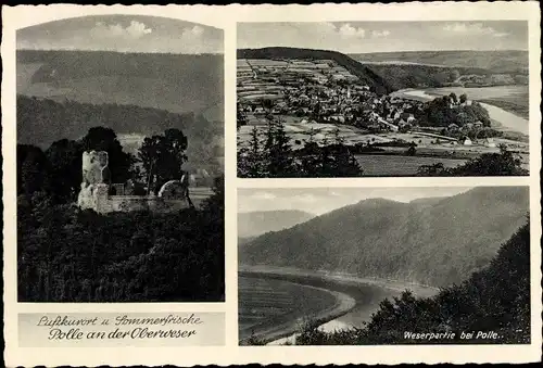 Ak Polle an der Weser, Weserpartie, Gesamtansicht