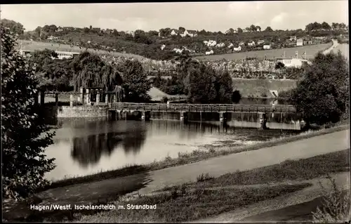 Ak Hagen in Westfalen, Ischelandteich mit Strandbad