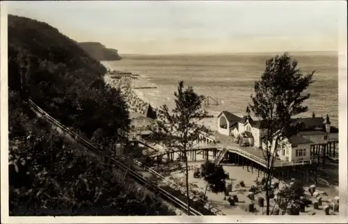Foto Ak Ostseebad Sellin auf Rügen, Badestrand, Seebrücke