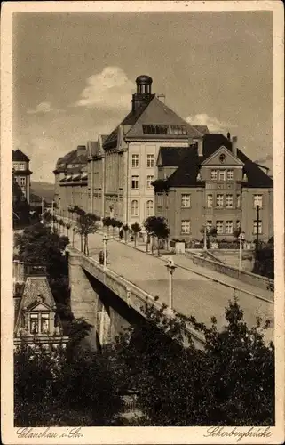 Ak Glauchau in Sachsen, Scherbergbrücke