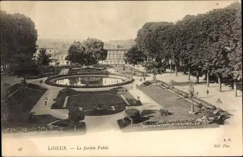 Ak Lisieux Calvados, Le Jardin Public, öffentlicher Park, Gemeindepark, Brunnen