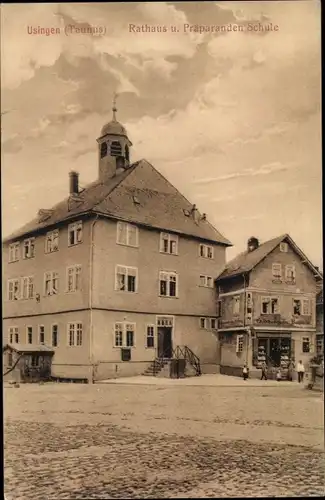 Ak Usingen im Taunus Hessen, Rathaus, Präparanden Schule