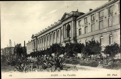 Ak Alger Algerien, Les Facultés, Fassade, Agaven, Kakteen, Weg, Garten