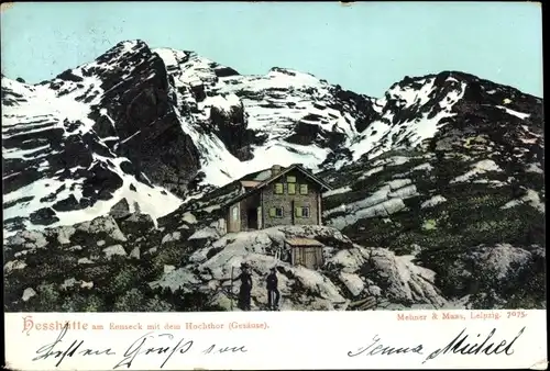 Ak Johnsbach im Gesäuse Steiermark Österreich, Hesshütte am Ennseck, Hochthor