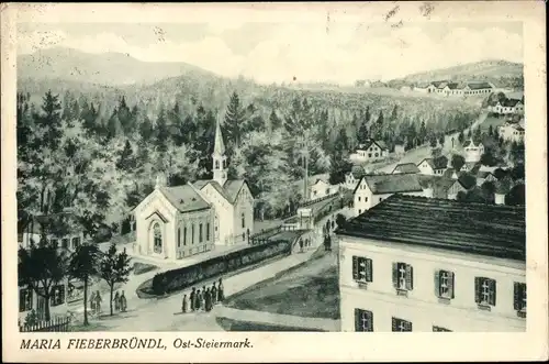 Ak Maria Fieberbründl Kaibing im Feistritztal Steiermark, Wallfahrtskirche, Ortspartie, Wohnhäuser
